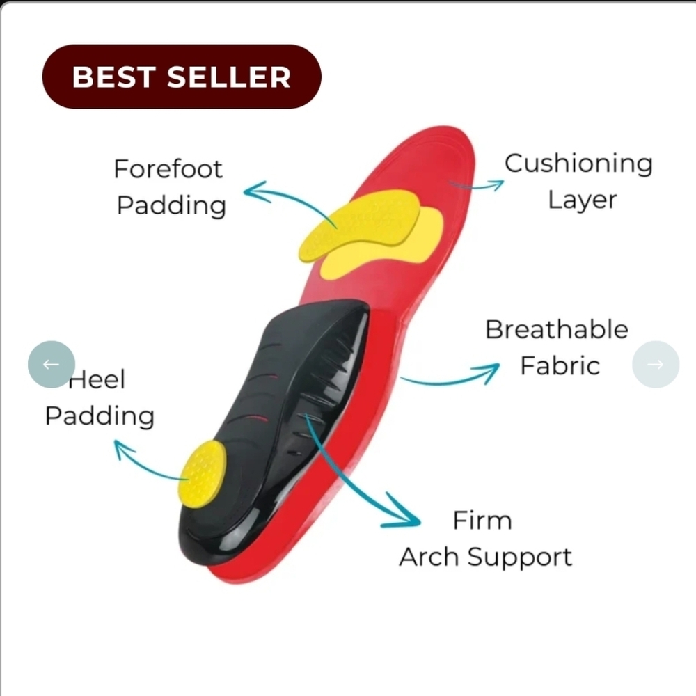 ORTHO FLEXX MAX ARCH SUPPORT ORTHOTIC INSOLES - Picture 4 of 6